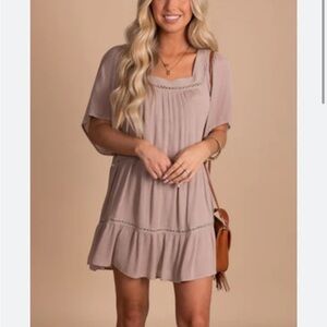 Eyelet detail mini dress​​​​​​​​​